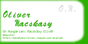 oliver macskasy business card